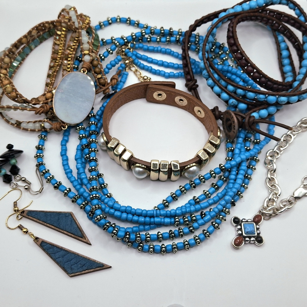 Bohemian Blue and Brown Beaded Bracelet